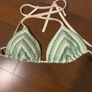 Hollister swim large crochet Bikini Top swim bathing suit green